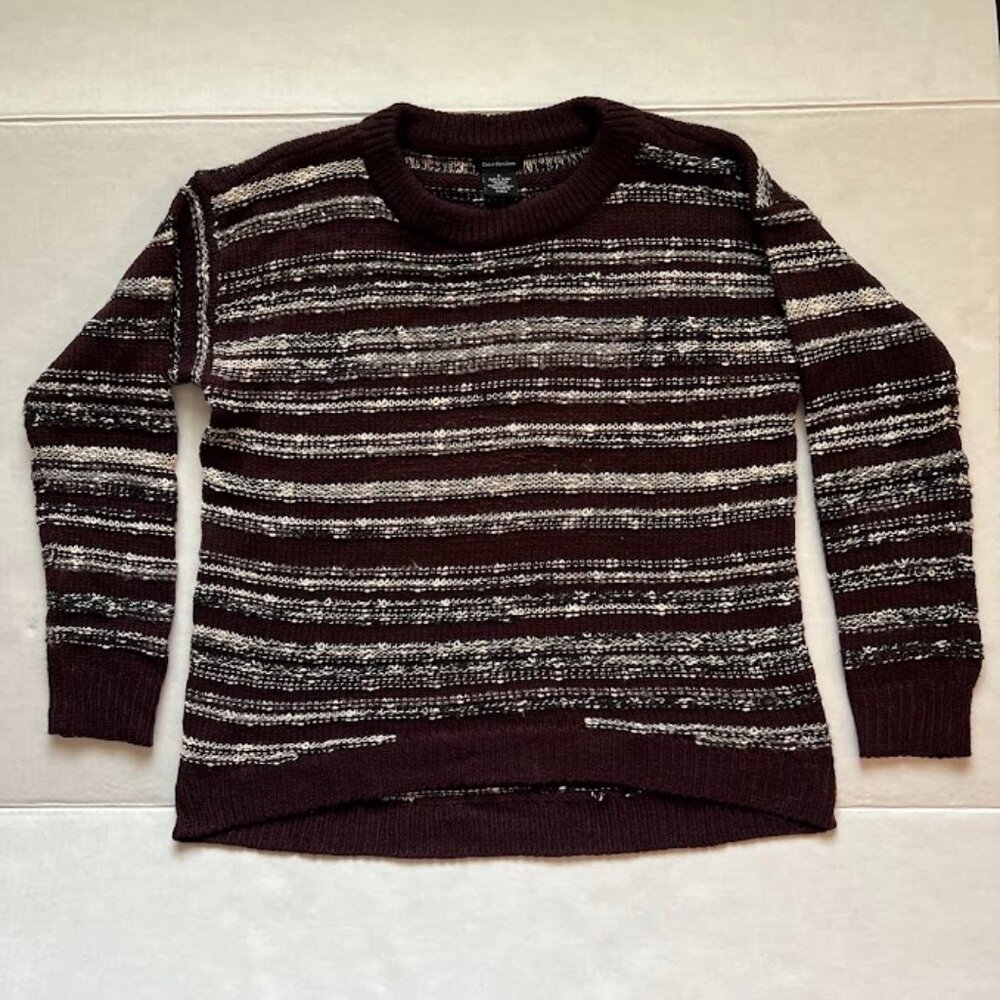 Buffalo Burgundy Striped Sweater - Size M - High-Low Hem